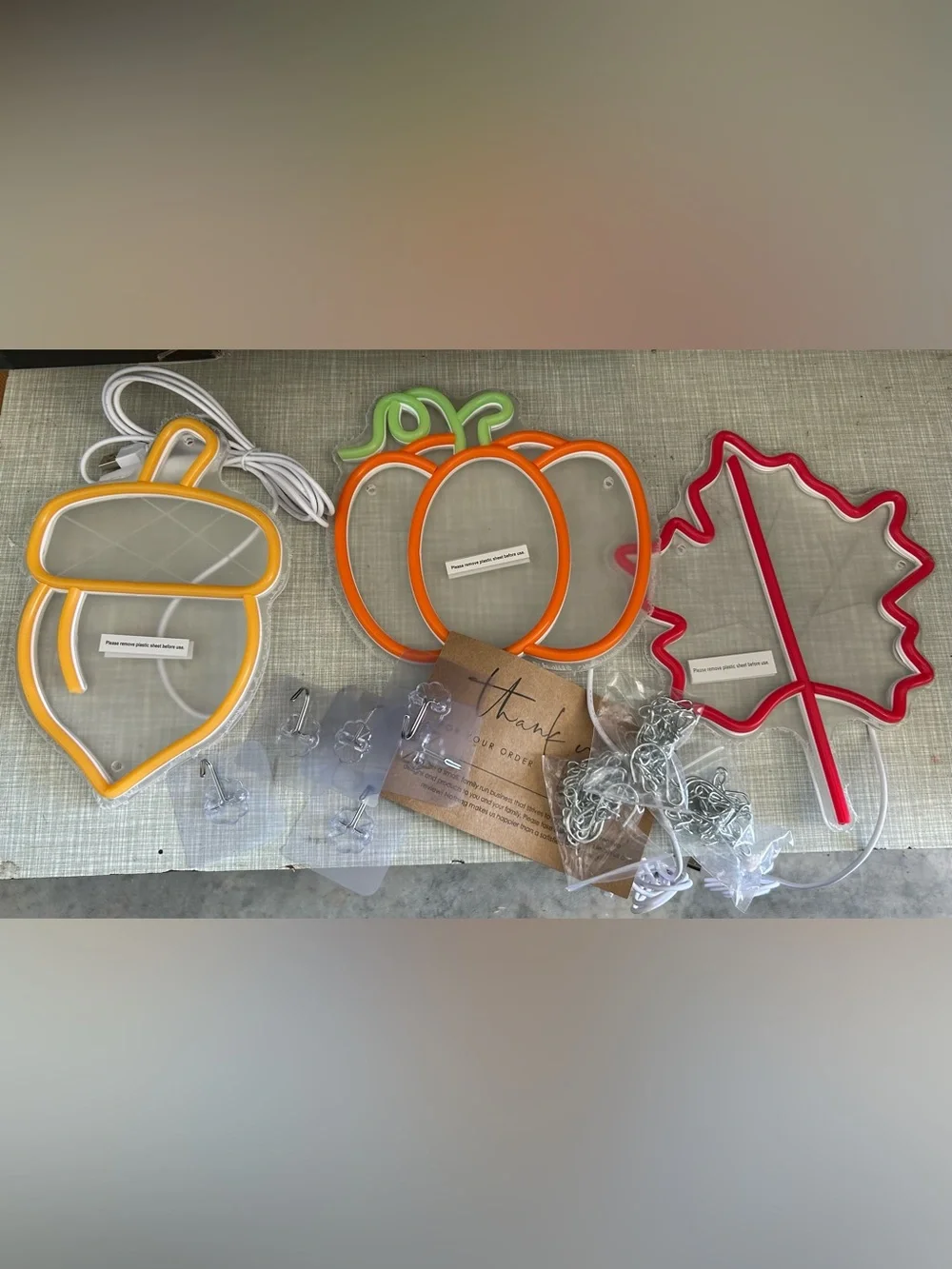 New Autumn Fall Neon Signs - Orange Pumpkin, Red Leaf & Acorn boho farmhouse